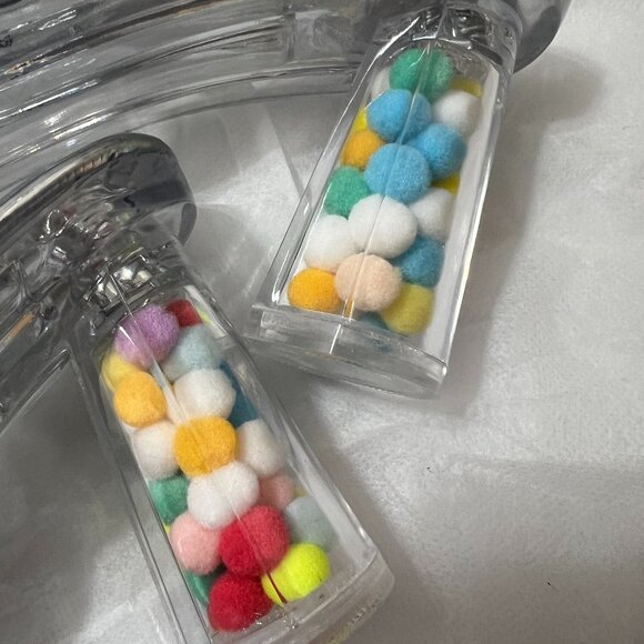 NWOT - Transparent BALL Décor Sandals in Silver (Size 7) *Heel Height 3.15" - Picture 7 of 9